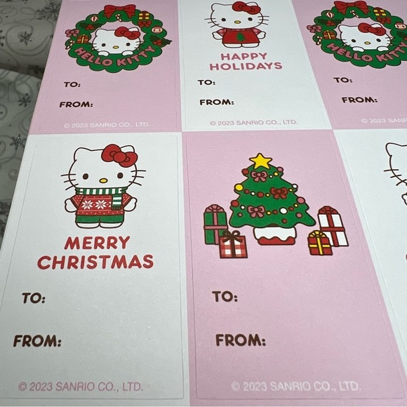 Sanrio Hello Kitty Christmas Sticker Sheet - Holiday Present Gift Tags -200 Tags - Picture 8 of 9